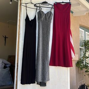 1 romper, 2 long formal dresses